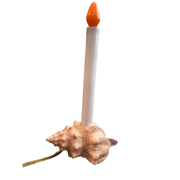 Vintage Resin Sea Shell Table Candle Lamp Beach Theme 9" - Picture 2 of 15